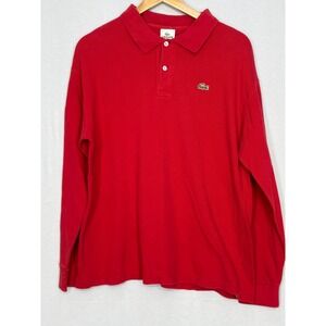 Lacoste Golf Polo Shirt Mens Red Embroidered Logo Classic Long Sleeve Size US XL
